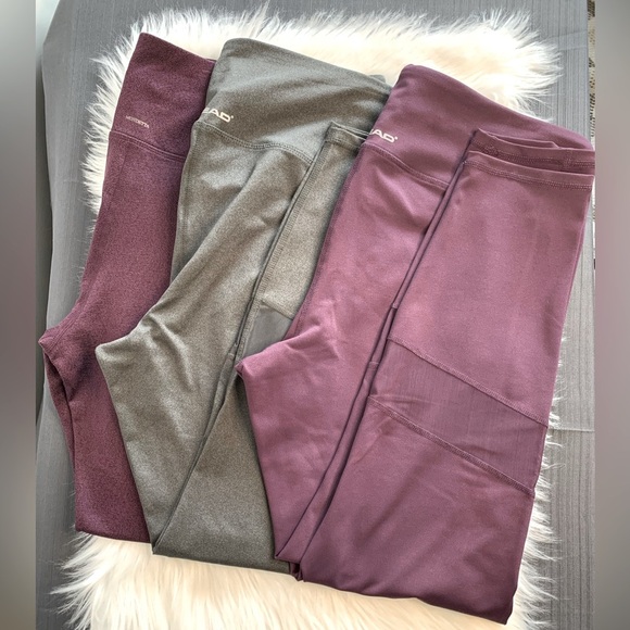 3pc Mondetta/Head Purple and Gray High-Waisted Leggings with Stretchy Fabric - Picture 1 of 10